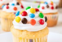 Colorful M and M Cupcakes