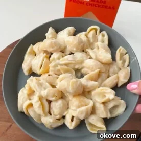 5-ingredient cauliflower mac n cheese on a plate