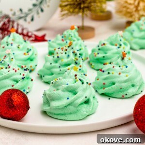 Crisp, light, and festive Meringue Christmas Trees.