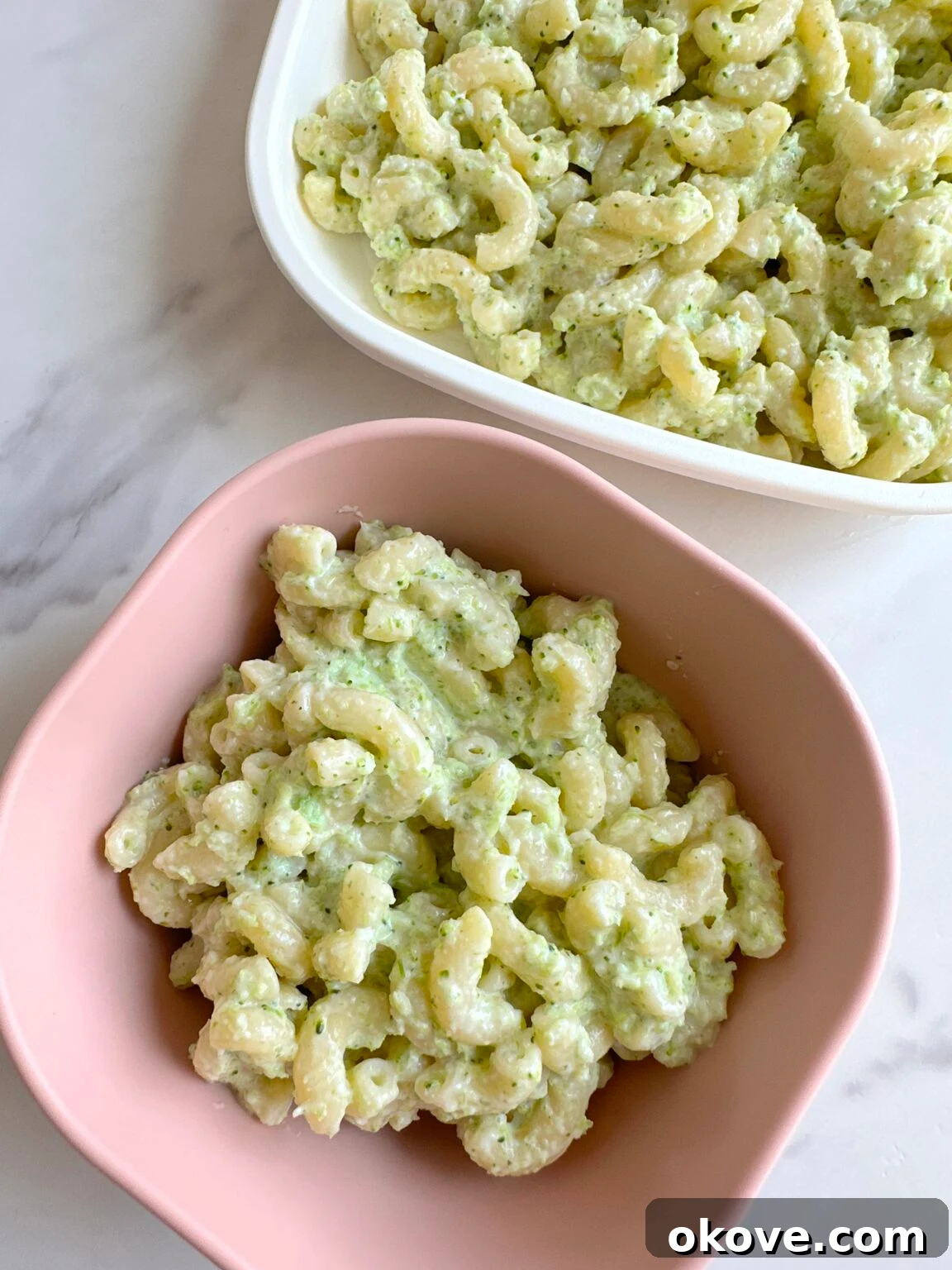 Broccoli pasta in two different dishes