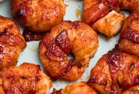 Crispy Bacon-Wrapped Shrimp Skewers with Garlic Butter Dip