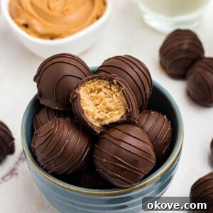 Peanut butter balls on a plate.
