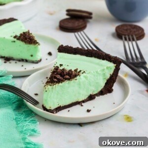 Grasshopper pie with Oreo crust.
