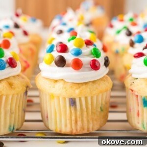 Funfetti M&M filled cupcakes.