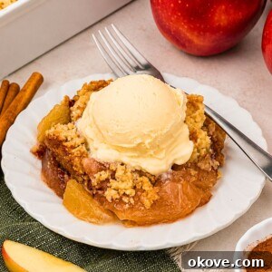 Apple dump cake close-up