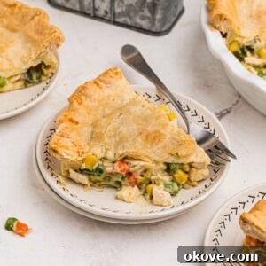 Easy chicken pot pie with golden crust.
