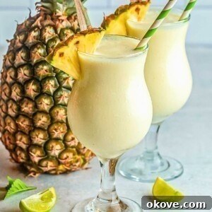 Virgin pina colada in a tall glass.